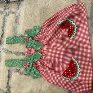 Red Gingham Dress with Watermelon Design